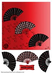 Red and Black Fans Diagonal Over the Edge