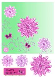 Pink and Green Flowers Diagonal Over the Edge