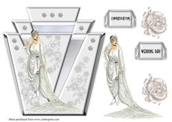 Art Deco Bride with Silver and White Deco Topper