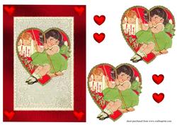 Vintage Cute Girl Valentines Day Card Front
