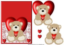 Cute Valentines Teddy Over the Edge