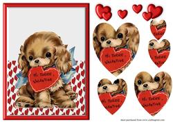 Cute Retro Dog Valentine Over the Edge Card