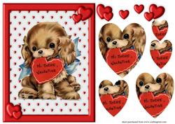 Retro Cute Puppy Valentine Pyramid Card Front
