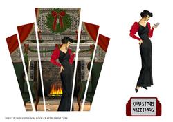 Christmas Art Deco Panels with Lady