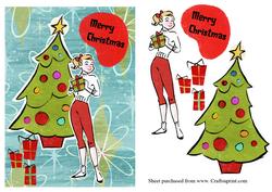 Retro Teenage Girl Christmas Card