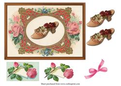 Victorian Ladies Shoe with Flowers Card Topper