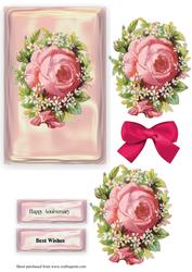 Vintage Pink Rose with Glass Effect Plaque and Decoupage