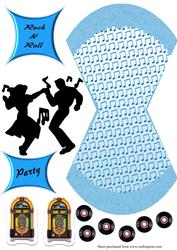 1950s Jiving Couple with Jukebox in Blue Wobble Card