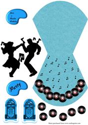 1950s Jiving Fun in Blue Wobble Card