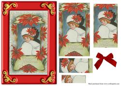 Vintage Christmas Lady with Poinsettia