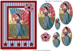 Vintage 4th July Lady Card Front