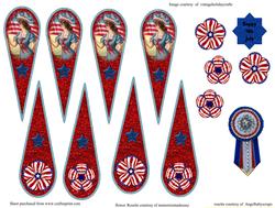Vintage 4th July Patriotic Lady Fan Sheet 2