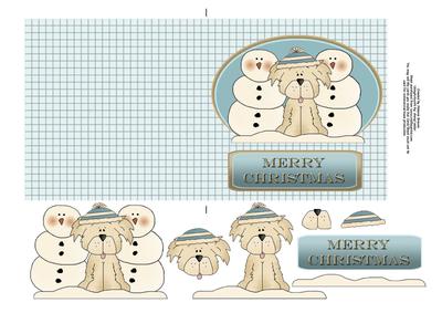 Winter Woof and Friends Quick Card with Decoupage
