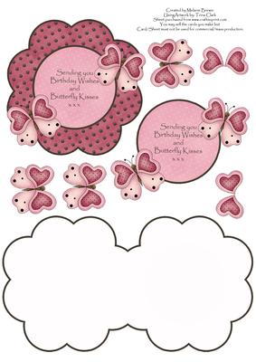 Butterfly Kisses Shaped Decoupage Quick Card