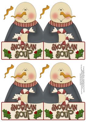 Snowman Soup 2 Small Shaped Cards