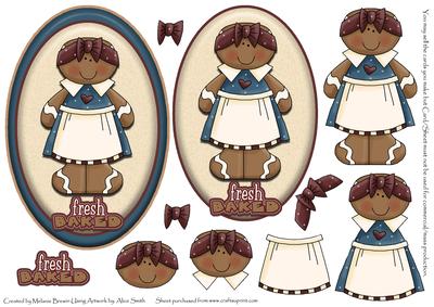 Fresh Baked Gingerbread Dark Blue Decoupage Topper.