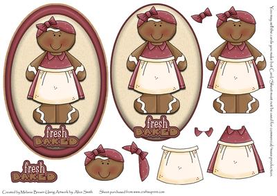 Fresh Baked Gingerbread Dusky Pink Oval Decoupage Topper