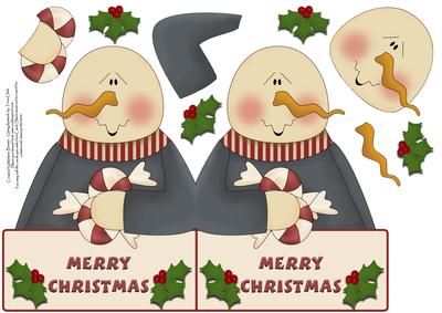 Merry Christmas Snowman Shaped Decoupage Quick Card