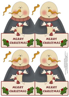 2 x Merry Christmas Shaped Quick Cards