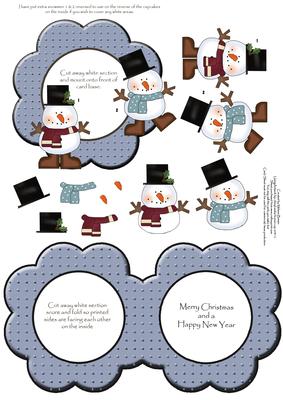 Snow Buddies Shaped Decoupage Aperture Card