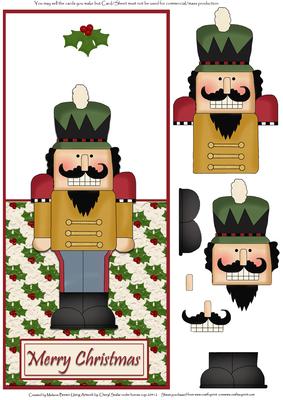 Nutcracker Yellow Top Over the Edge Decoupage Card