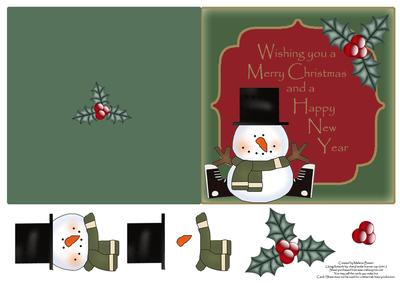 Green Snowman 2 Decoupage Quick Card