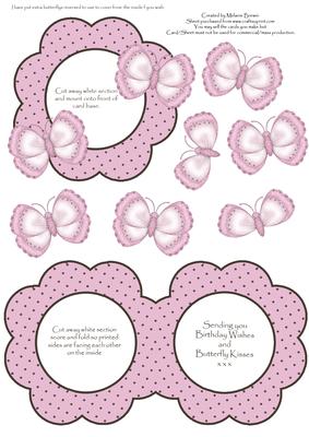 Pink Butterfly Aperture Card with Decoupage