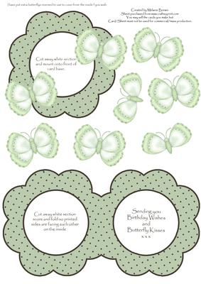 Mint Butterfly Birthday Aperture Card