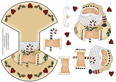 Cream Santa Wobble Decoupage Card