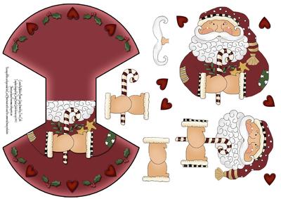Red Santa Wobble Card Decoupag
