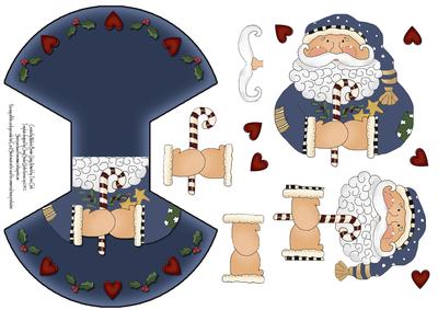 Santa Wobble Card Blue with Decoupage