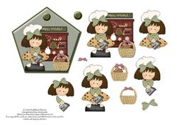 Cute Christmas Bake Girl Decoupage Topper