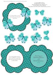 Butterfly Kisses Shaped Green Aperture Decoupage Quick Card