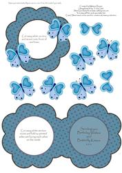 Butterfly Kisses Shaped Aperture Blue Decoupage Quick Card