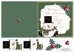 Green Snowman 1 Decoupage Quick Card