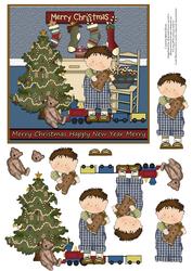 Christmas Morning Decoupage Card Front