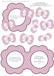 Pink Butterfly Aperture Card with Decoupage