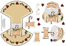 Cream Santa Wobble Decoupage Card