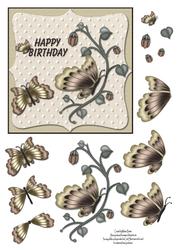 Butterfly Birthday Card Front with Decoupage