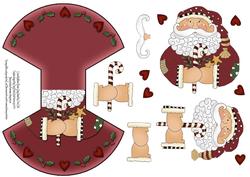 Red Santa Wobble Card Decoupag