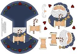 Santa Wobble Card Blue with Decoupage
