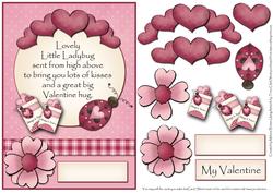 Ladybug Valentine Hug Decoupage Quick Card Front