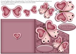 Birthday Butterfly Kisses Diagonal Over the Edge Card