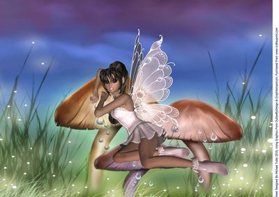 Pretty Little Toadstool Fairy/faerie A4 Card