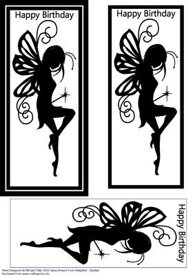 Black & White Silhouette Sparkly Fairy