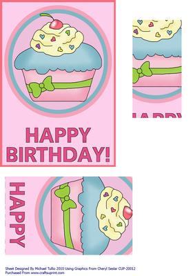 Sweet & Pink Cupcake Birthday Card