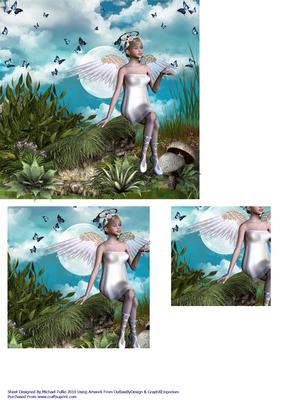 Butterflies & Angels Fairy Scene Birthday Card