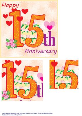 Funky Floral 15th Anniversary Card