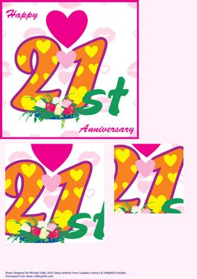 Hearts & Kisses 21st Anniversary Card