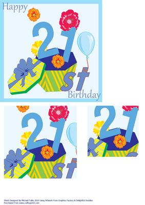 Bold & Blue 21st Female Brithday Card